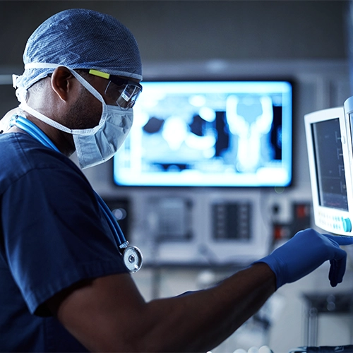 Doctor looking at a monitor